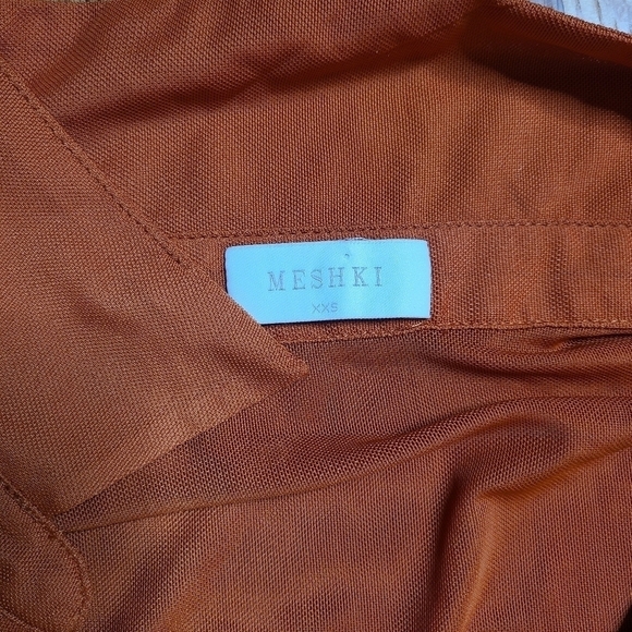 MESHKI XXS Jenny Mesh Ruched Maxi Dress in Burnt Orange - Picture 7 of 9